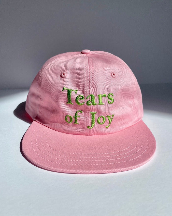 Light Pink boyfriend cap with Tears of Joy text embroidery