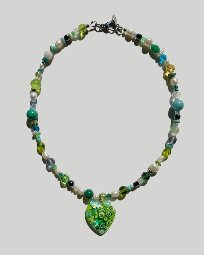 Green Tourmaline Necklace | Green Heart Pendant Necklace