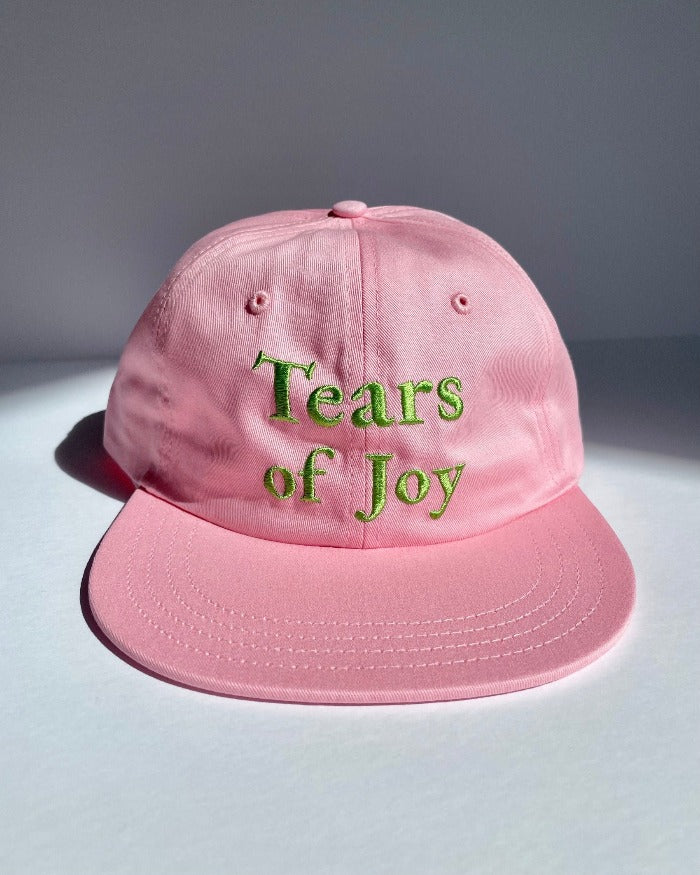 Light Pink boyfriend cap with Tears of Joy text embroidery 